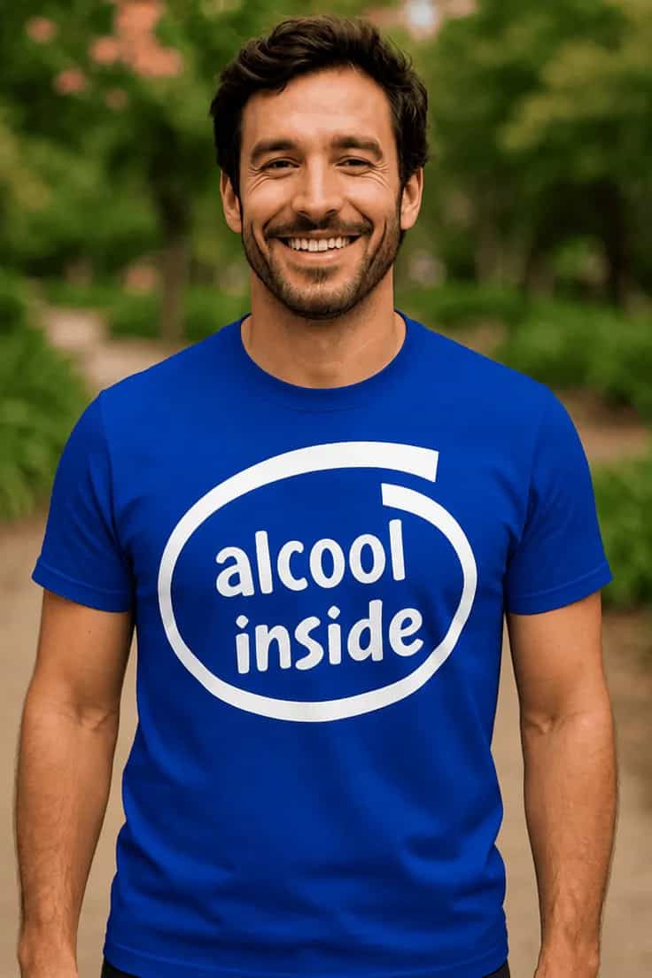 Tricou amuzant Alcool inside alcool inside
