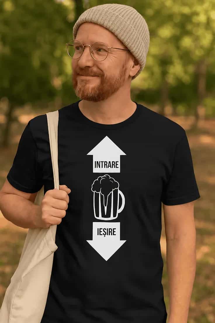 Tricou amuzant Bere intrare ieșire - INTRARE IEȘIRE