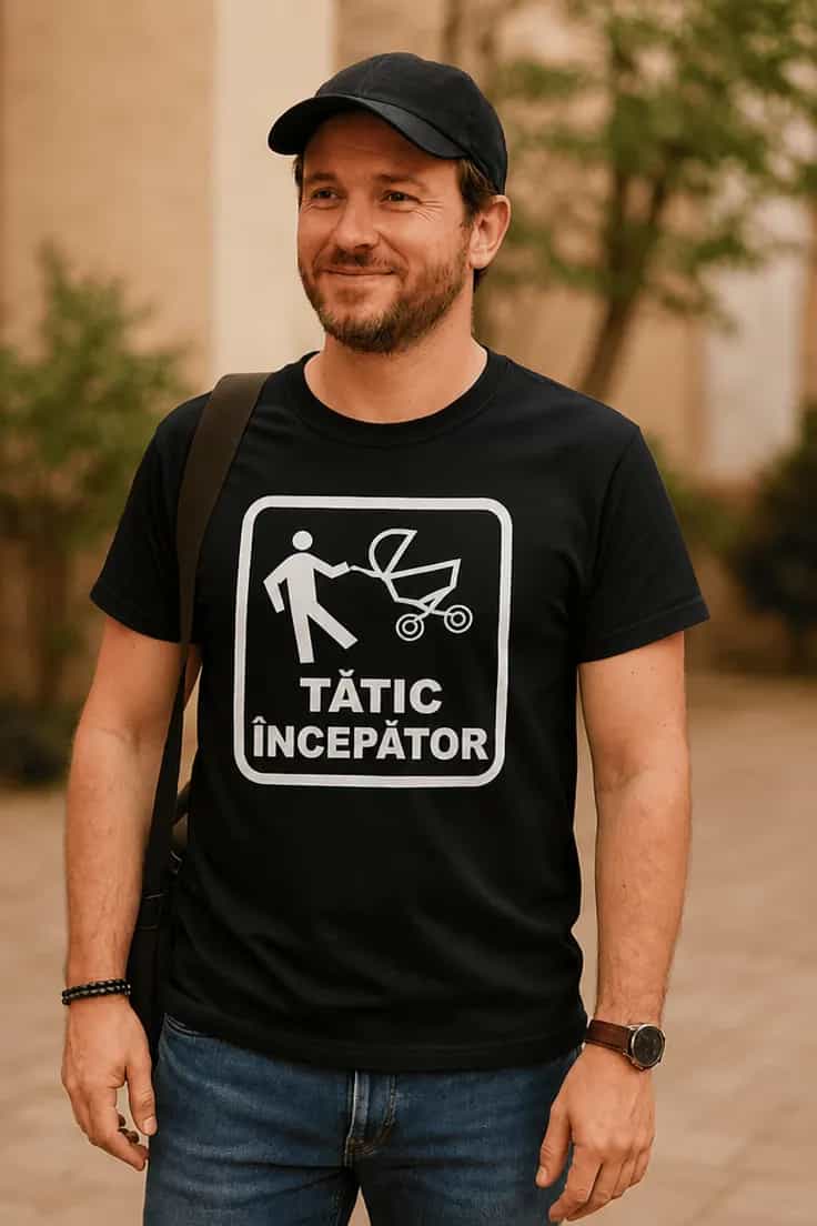 Tricou amuzant Tătic începător – TĂTIC ÎNCEPĂTOR