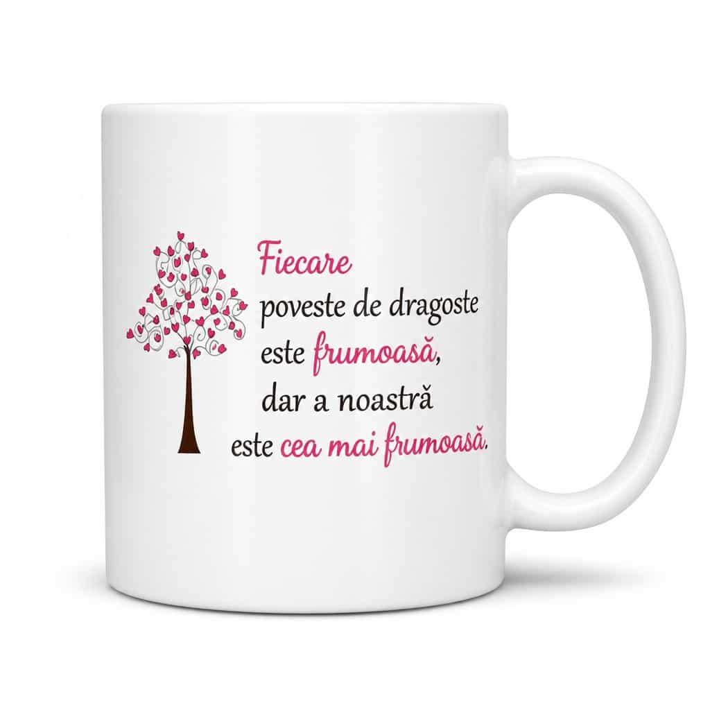 Cană amuzantă Poveste de dragoste - Fiecare poveste