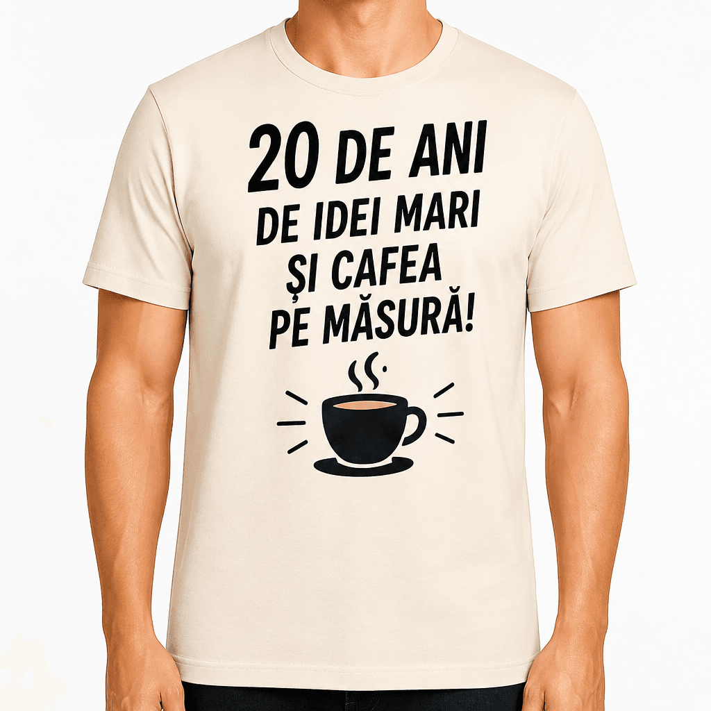 Tricou pentru 20 de ani – 20 de ani de idei mari și cafea pe măsură!