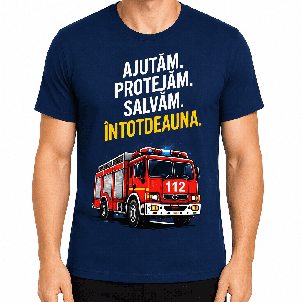 Tricou pompier – Ajutăm. Protejăm. Salvăm. Întotdeauna.