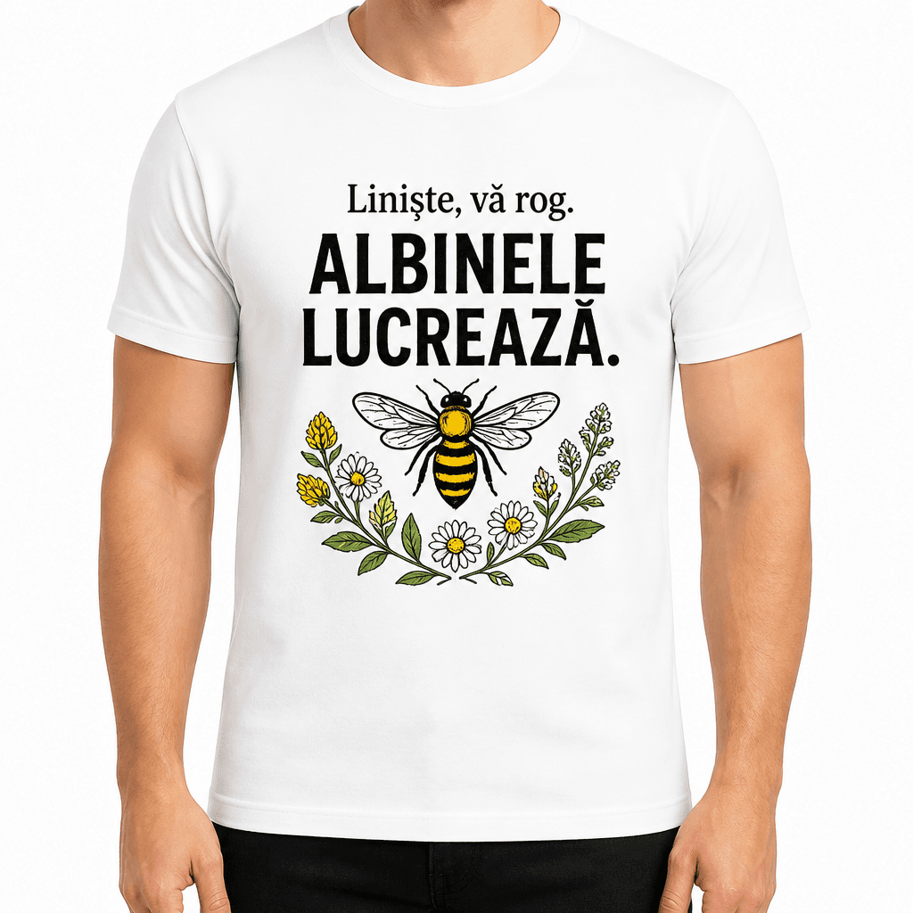 Tricou apicultor – Liniște, vă rog. Albinele lucrează.
