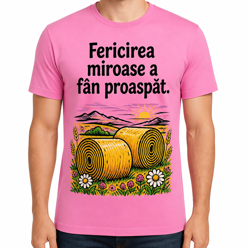 Tricou fermier – Fericirea miroase a fân proaspăt.
