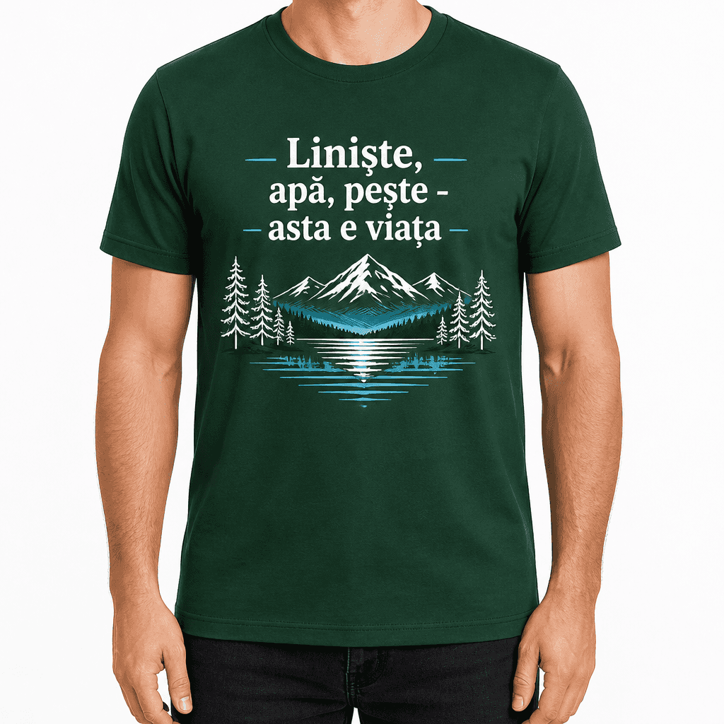 Tricou pentru pescar – Liniște, apă, pește - asta e viața