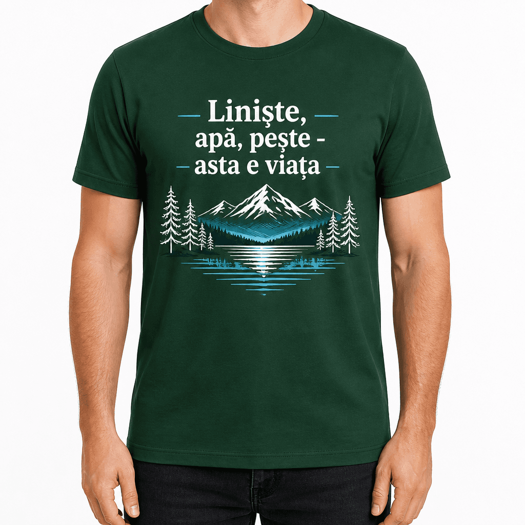Tricou pentru pescar – Liniște, apă, pește - asta e viața