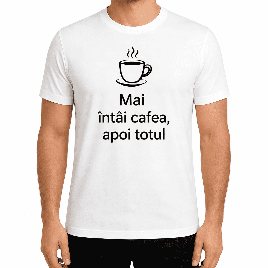 Tricou coleg – Mai întâi cafea, apoi totul