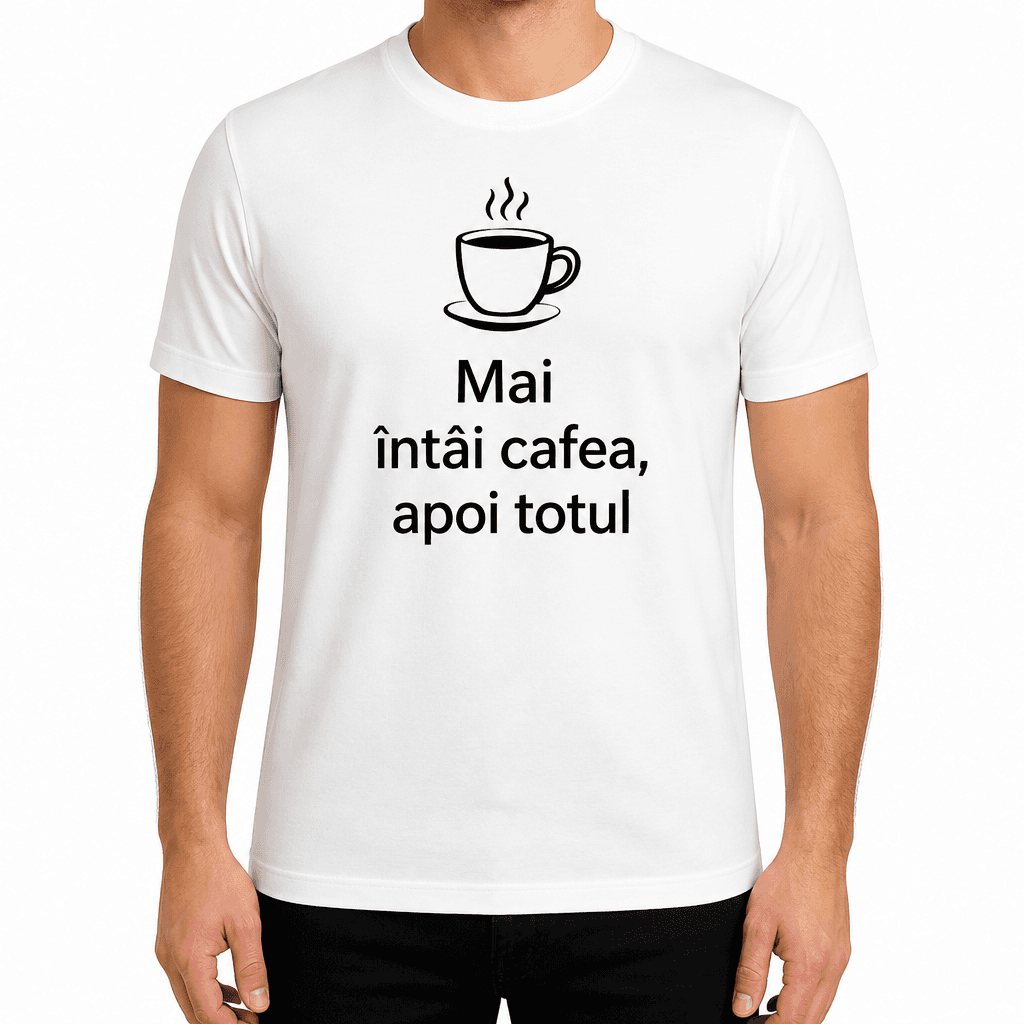 Tricou coleg – Mai întâi cafea, apoi totul