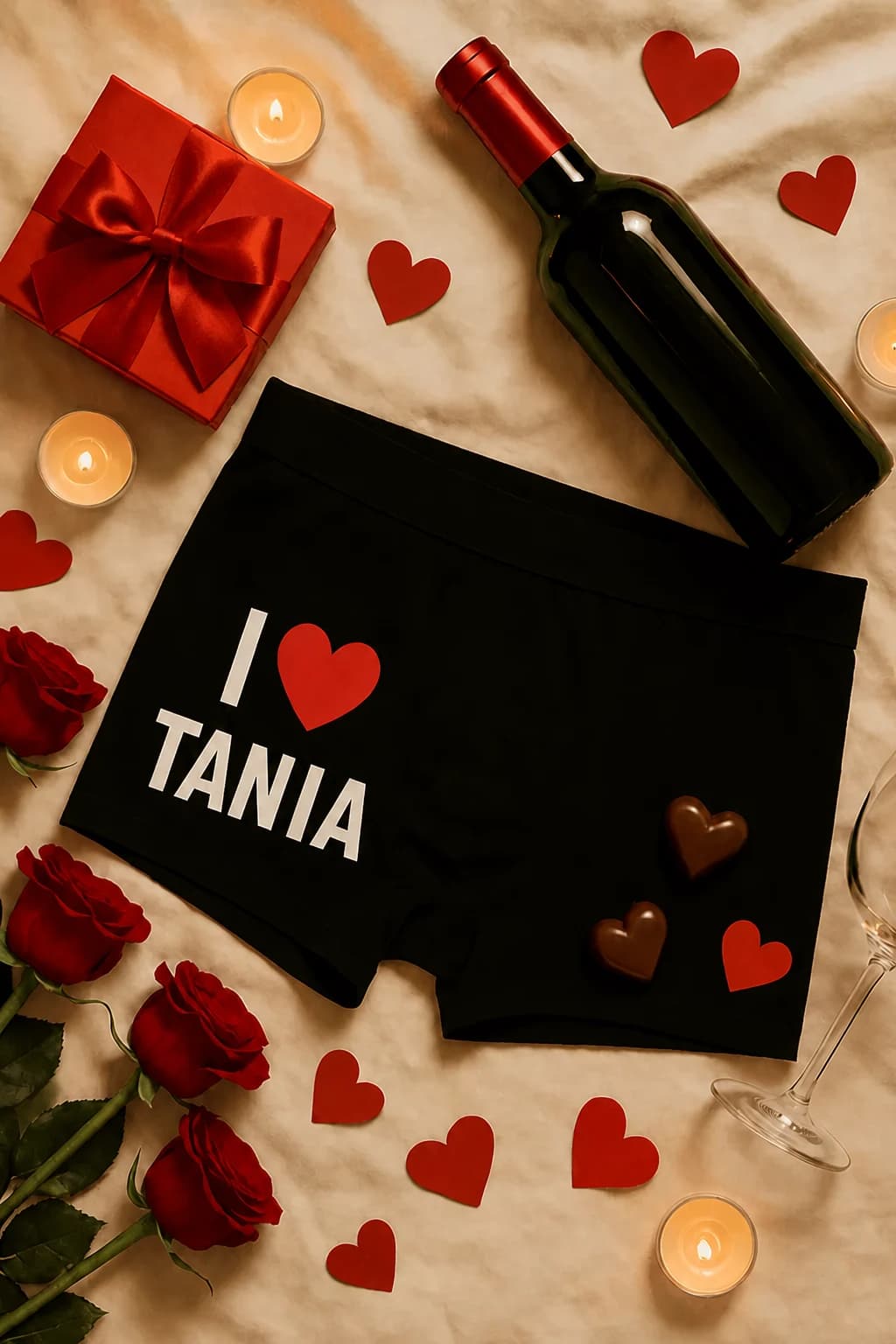 Boxeri amuzanți I love cu nume personalizat