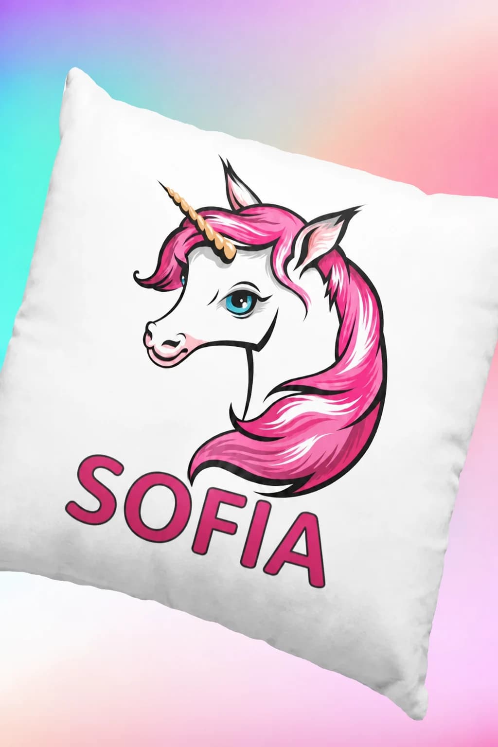 Pernă decorativă unicorn cu nume personalizat MANCA