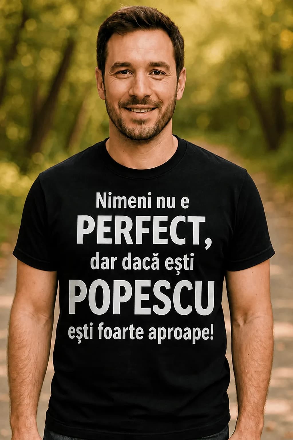 Tricou amuzant Aproape perfect cu nume personalizat
