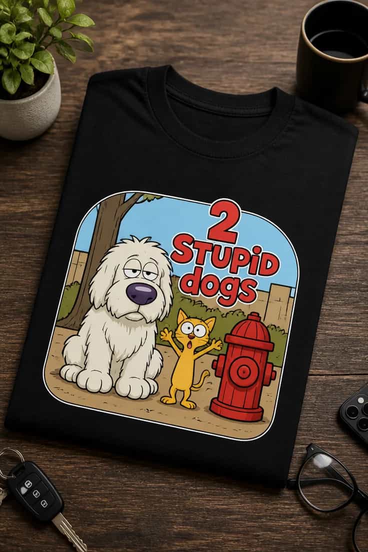 Tricou cu un motiv retro – 2 STUPID dogs