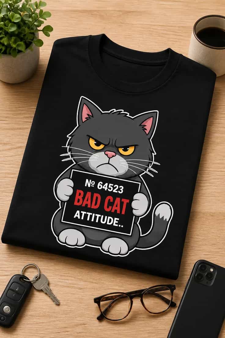 Tricou pentru iubitorul de pisici bad Cat attitude