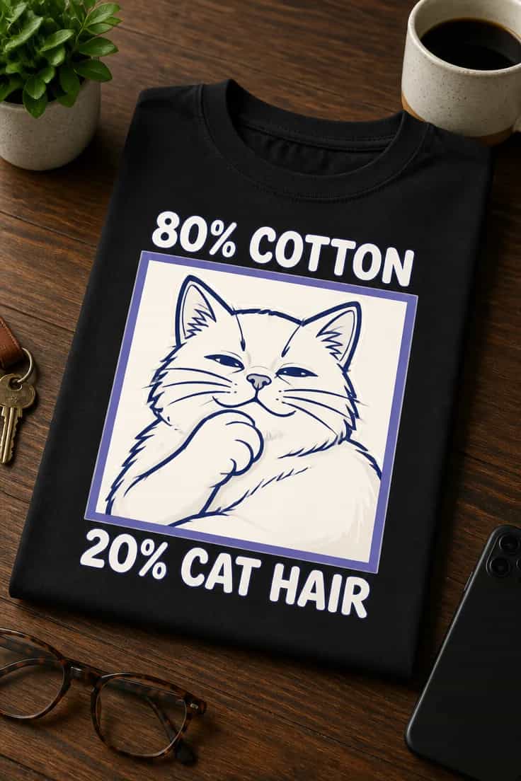 Tricou pentru stăpâna de pisică – 80% Cotton 20% Cat Hair