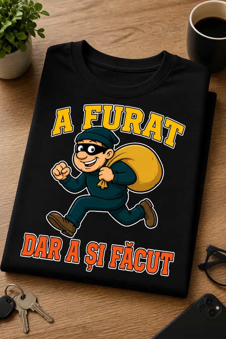 Tricou cu un motiv scurt – A Furat dar A Și Făcut