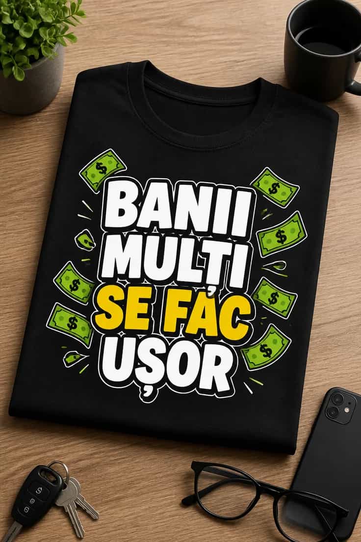 Tricou cu un motiv bani mulți – Banii mulți se Fac ușor