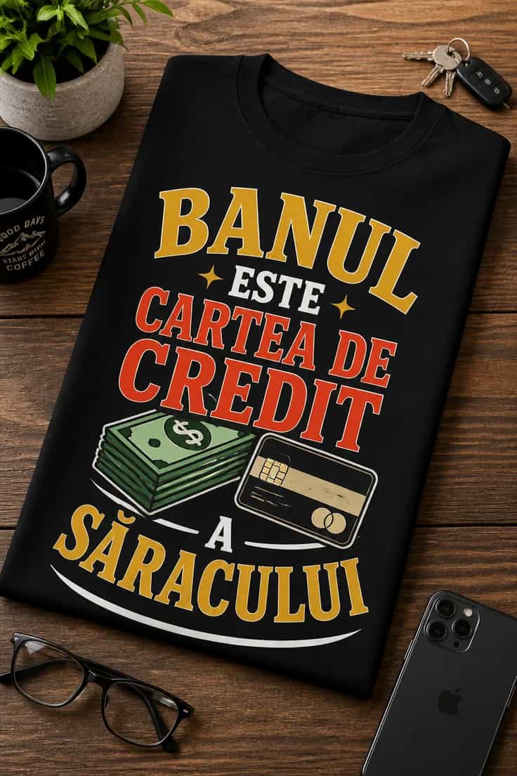 Tricou cu motiv despre bani - Banul, cardul săracului