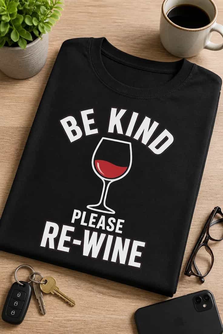 Tricou pentru iubitoarea de vin – Be Kind please re-wine