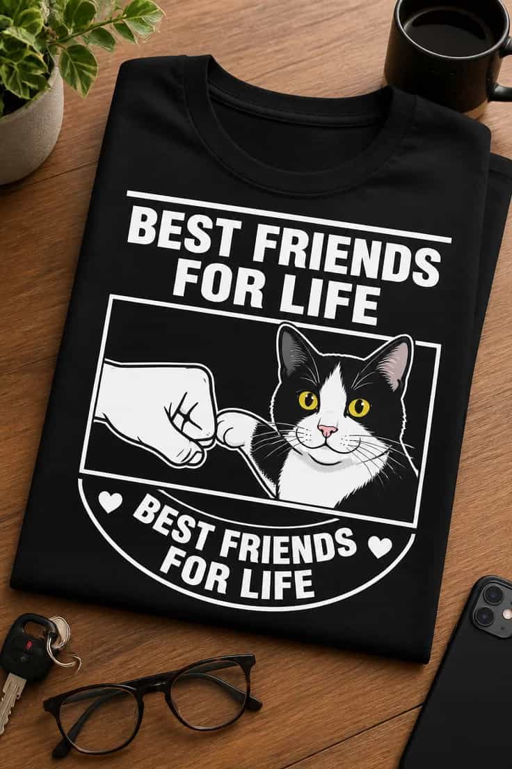 Tricou pentru stăpânul de pisică – Best Friends for Life