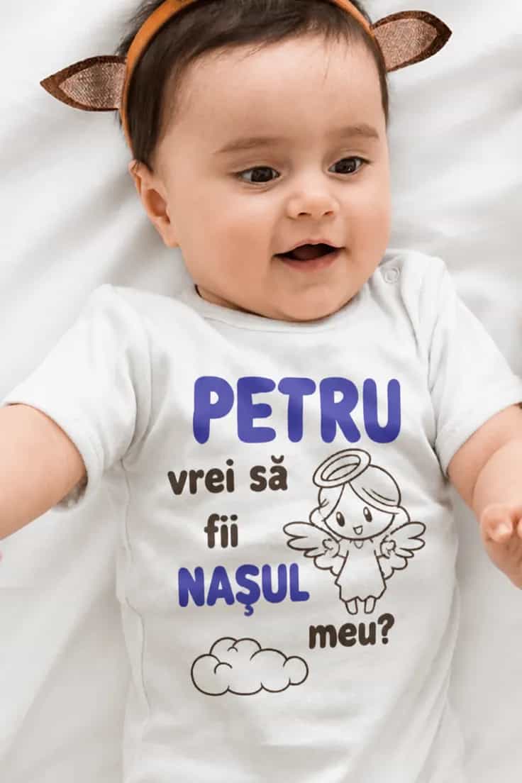 Body bebeluș Cerere naș cu nume personalizat
