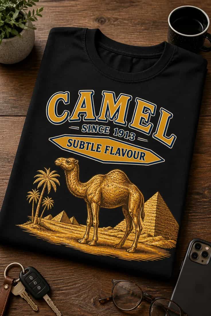 Tricou cu un motiv camel – Camel since 1913 subtle Flavour