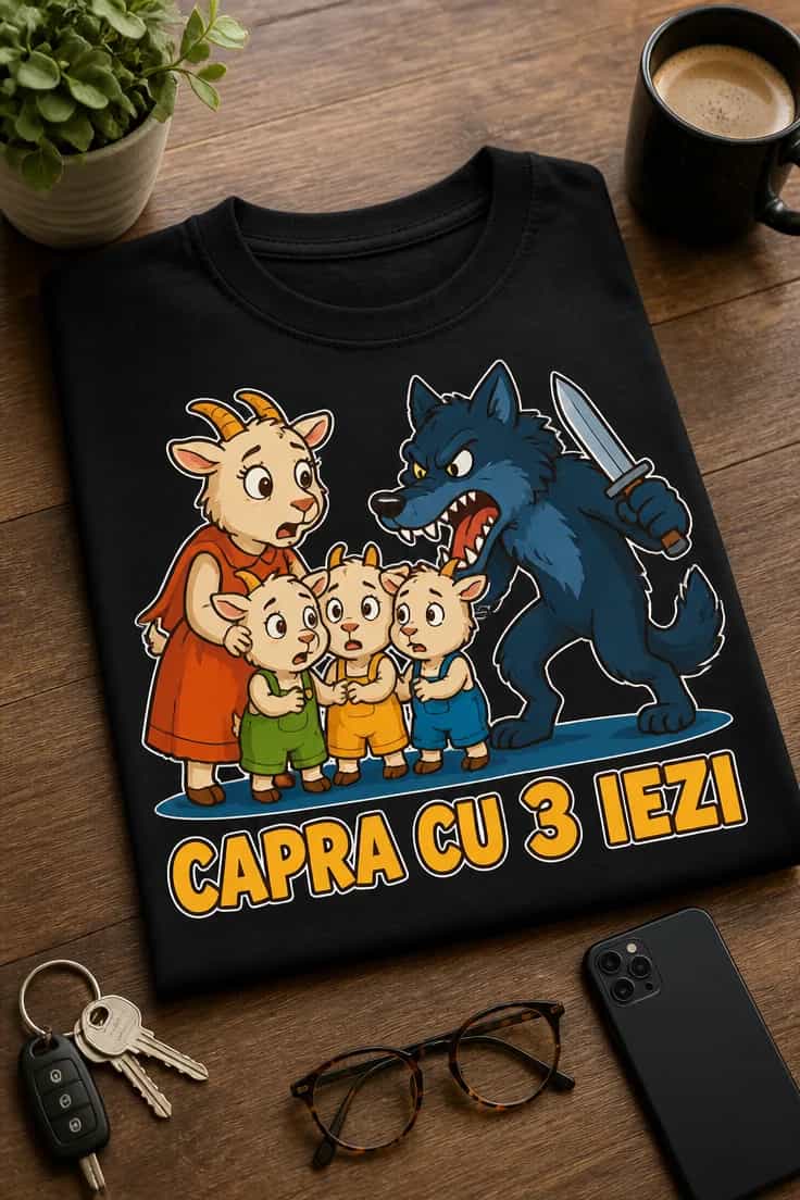 Tricou pentru iubitorii de povești Capra cu 3 iezi