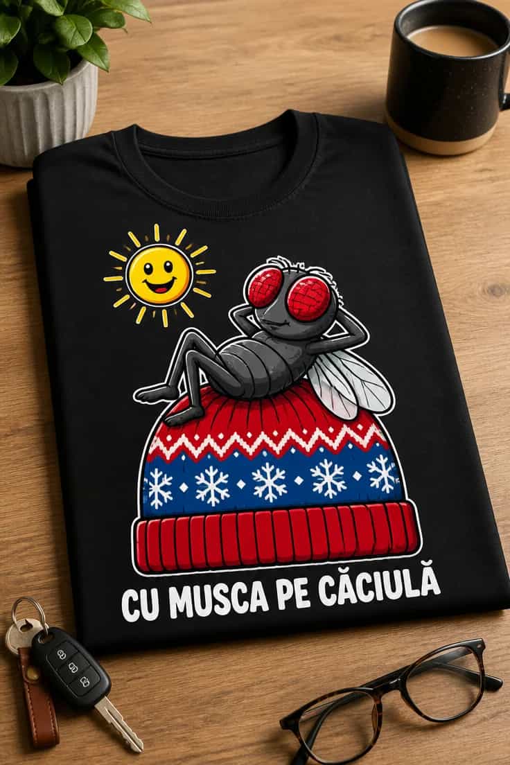 Tricou cu musca pe căciulă