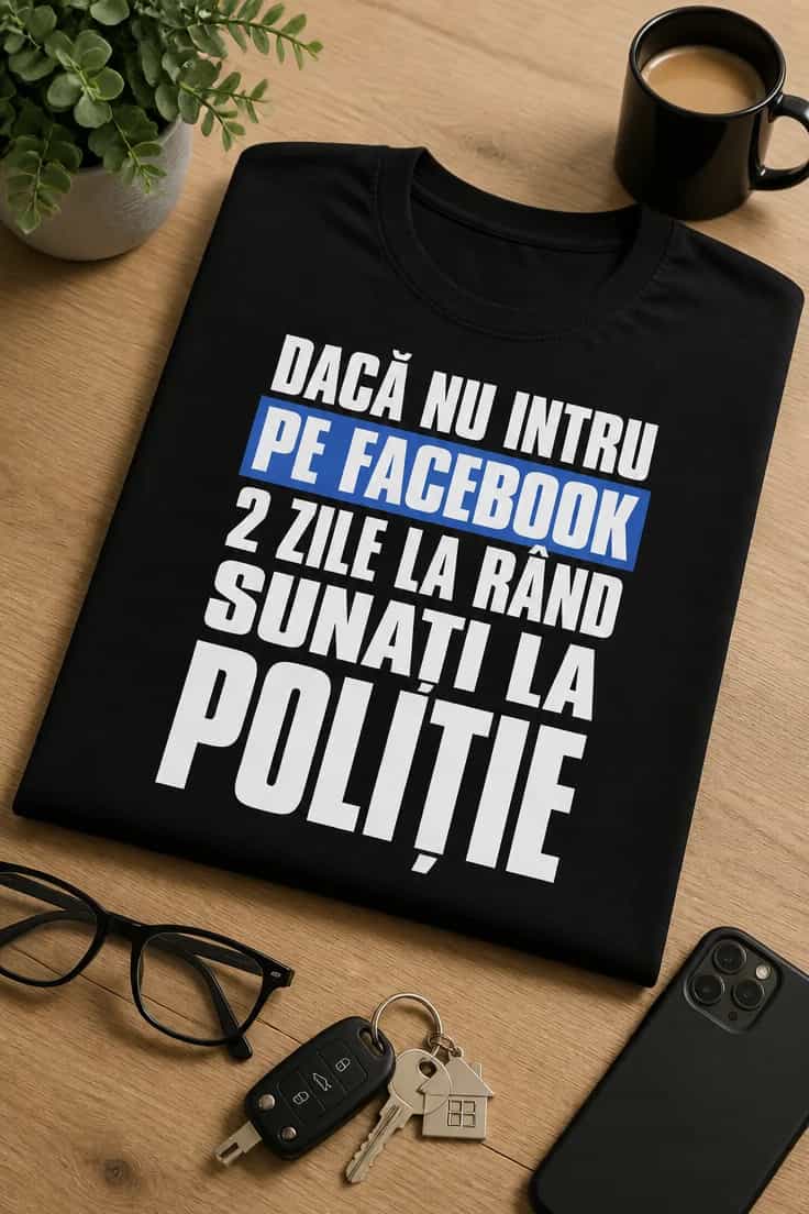 Tricou pentru dependentul de Facebook sunați la poliție