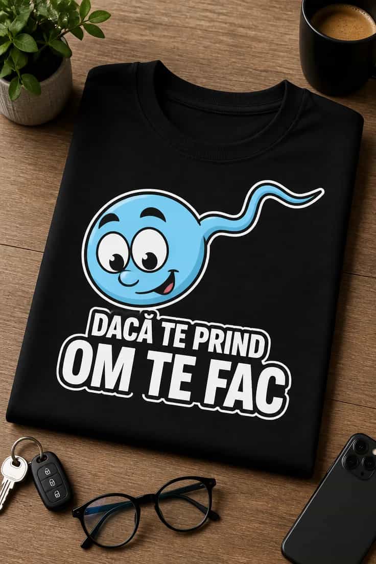 Tricou cu un motiv amuzant – Dacă Te Prind om Te Fac
