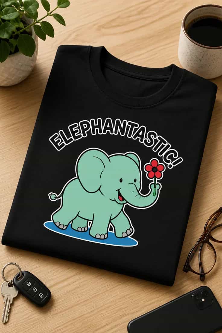 Tricou cu un motiv elefant amuzant – Elephantastic!