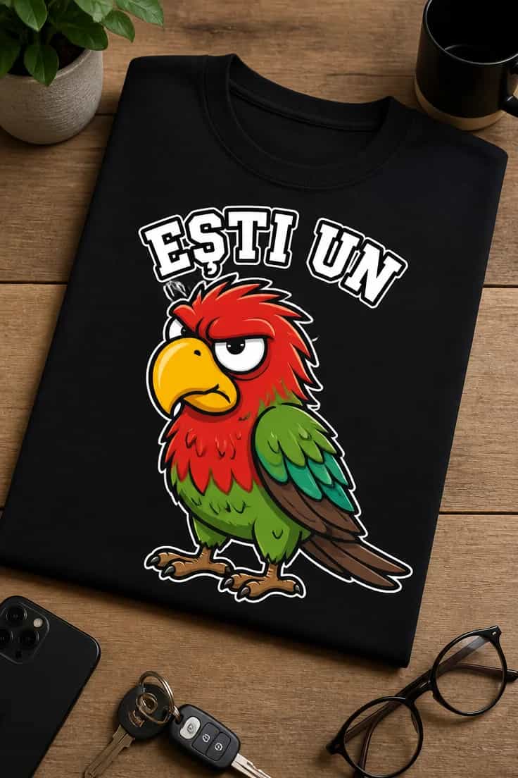 Tricou cu un motiv papagal – Ești Un