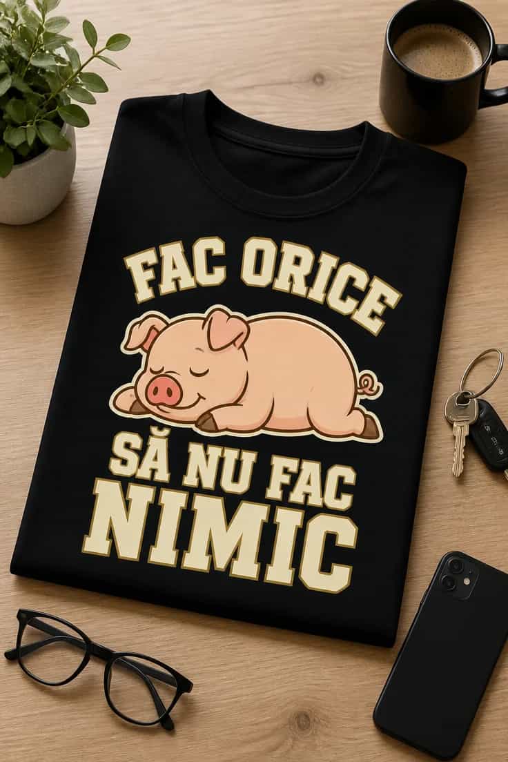 Tricou cu un motiv leneș – Fac Orice să Nu Fac nimic