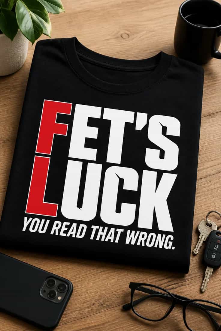 Tricou cu un joc de cuvinte – Fet’s luck you read that wrong