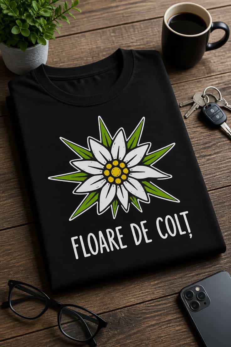 Tricou cu un motiv floare de colț
