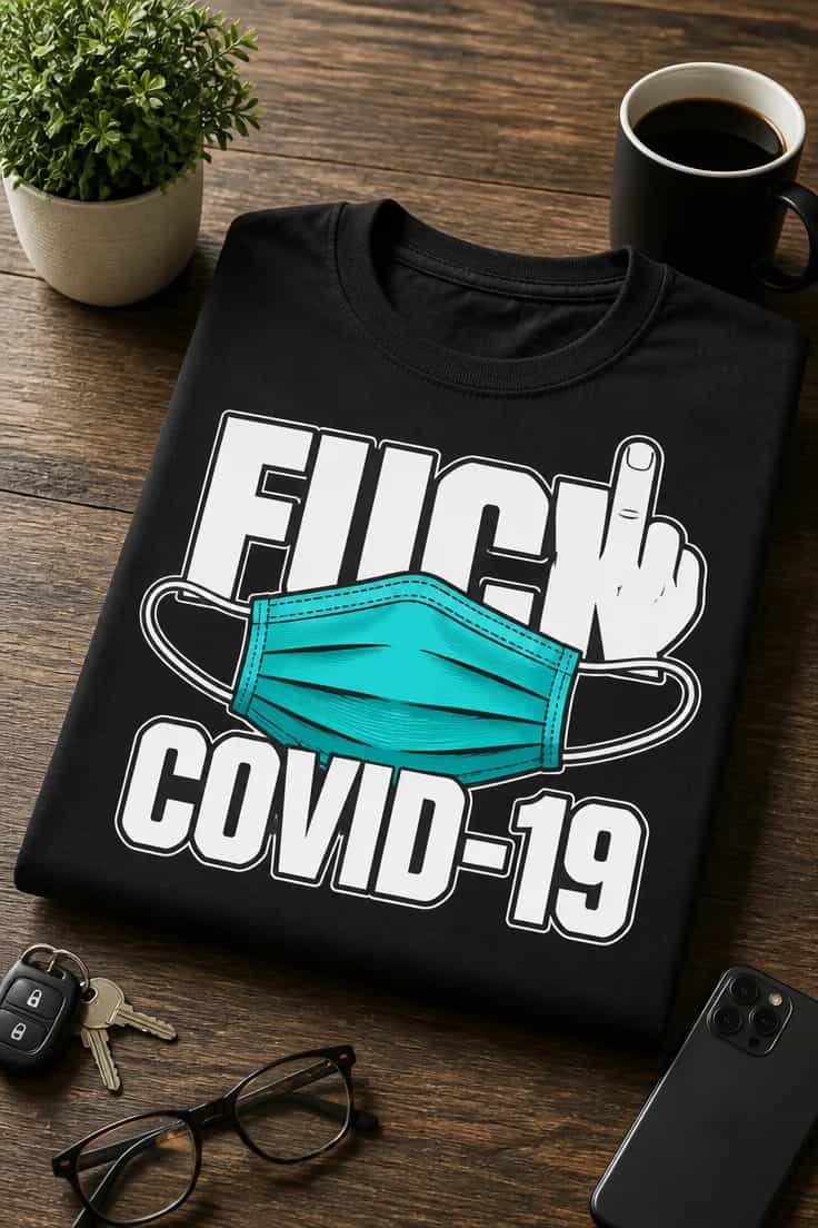 Tricou cu un motiv anti Covid – Fuck covid-19