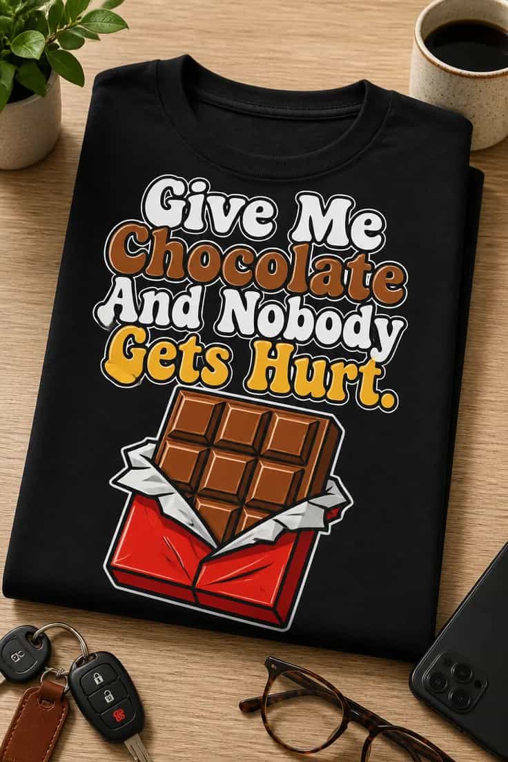 Tricou pentru iubitoarea de ciocolată – dă-mi ciocolată
