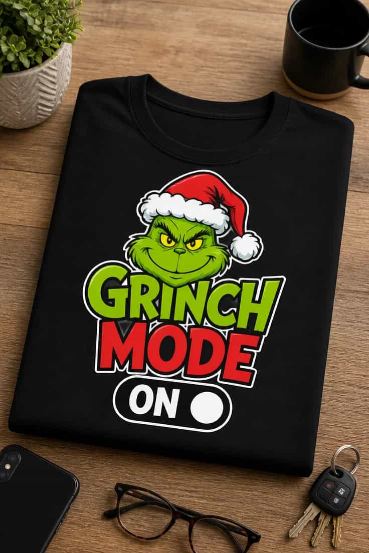 Tricou cu un motiv de Crăciun – Grinch mode on