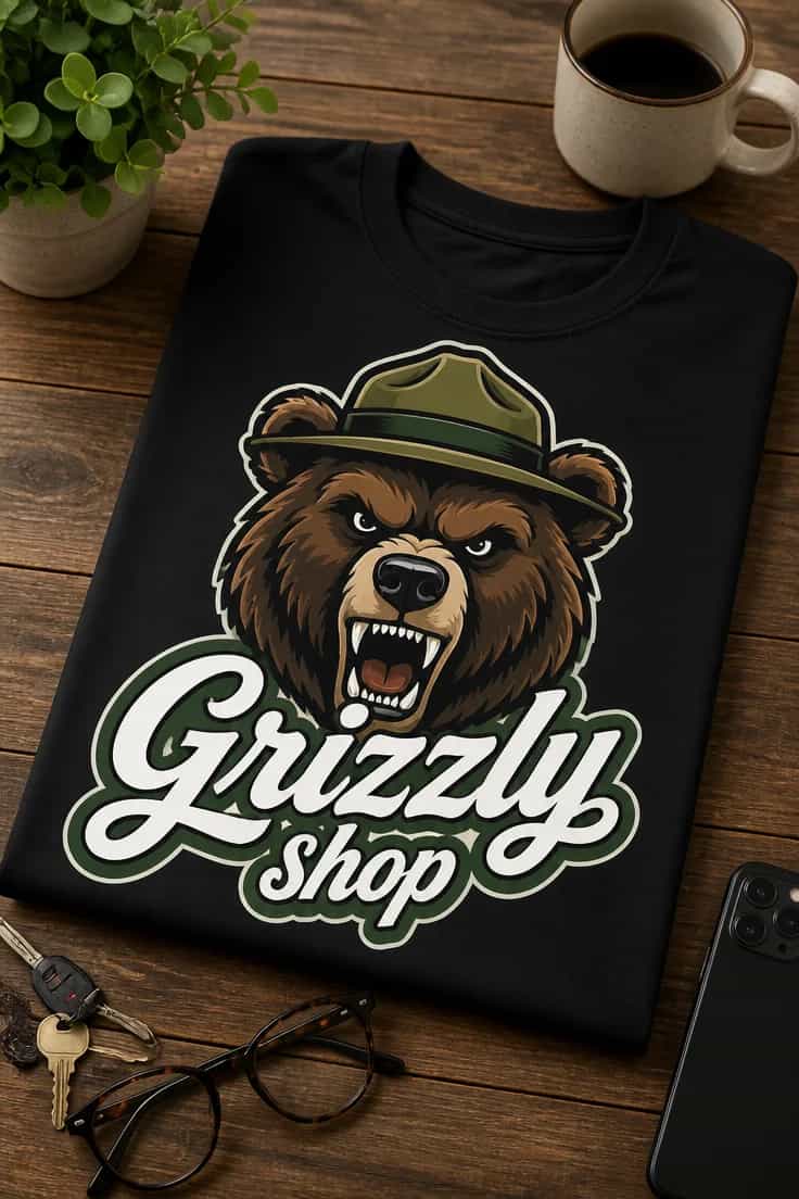 Tricou cu un motiv urs – Grizzly shop