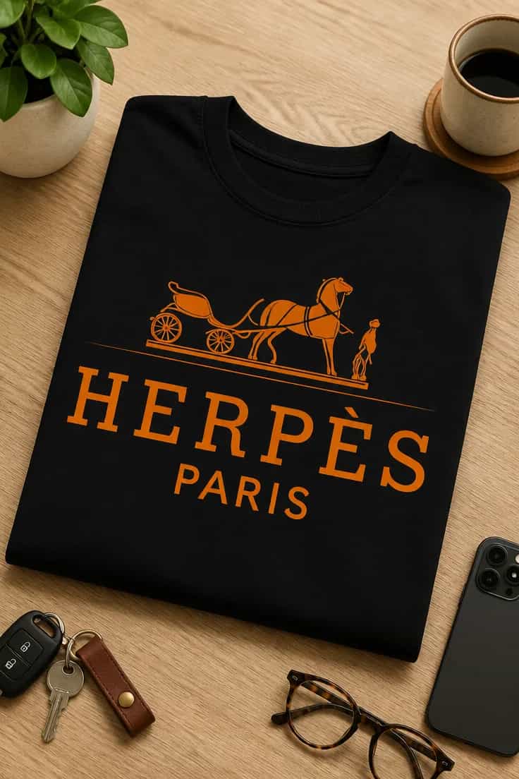Tricou cu un motiv parodie fashion – Herpès paris