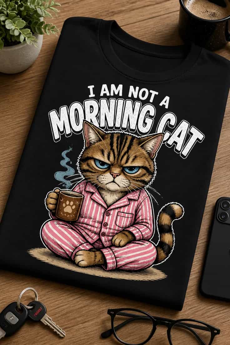 Tricou pentru stăpânul de pisică – I Am Not A morning Cat