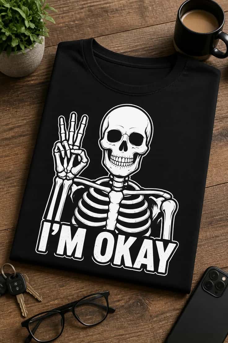 Tricou cu un motiv scurt – I’m Okay