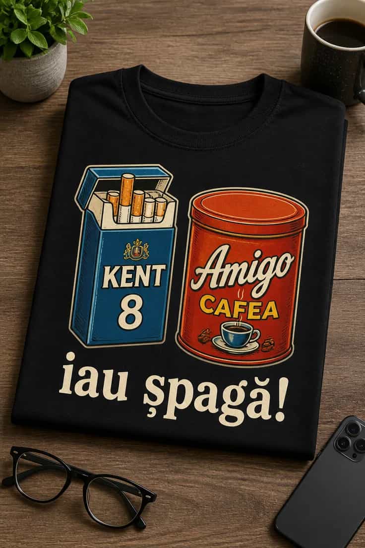 Tricou cu un motiv șpagă – KENT 8 Amigo CAFEA iau șpagă!