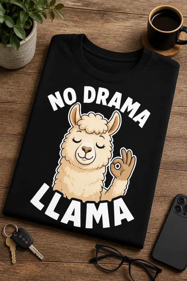 Tricou cu un motiv lama amuzantă – No Drama llama