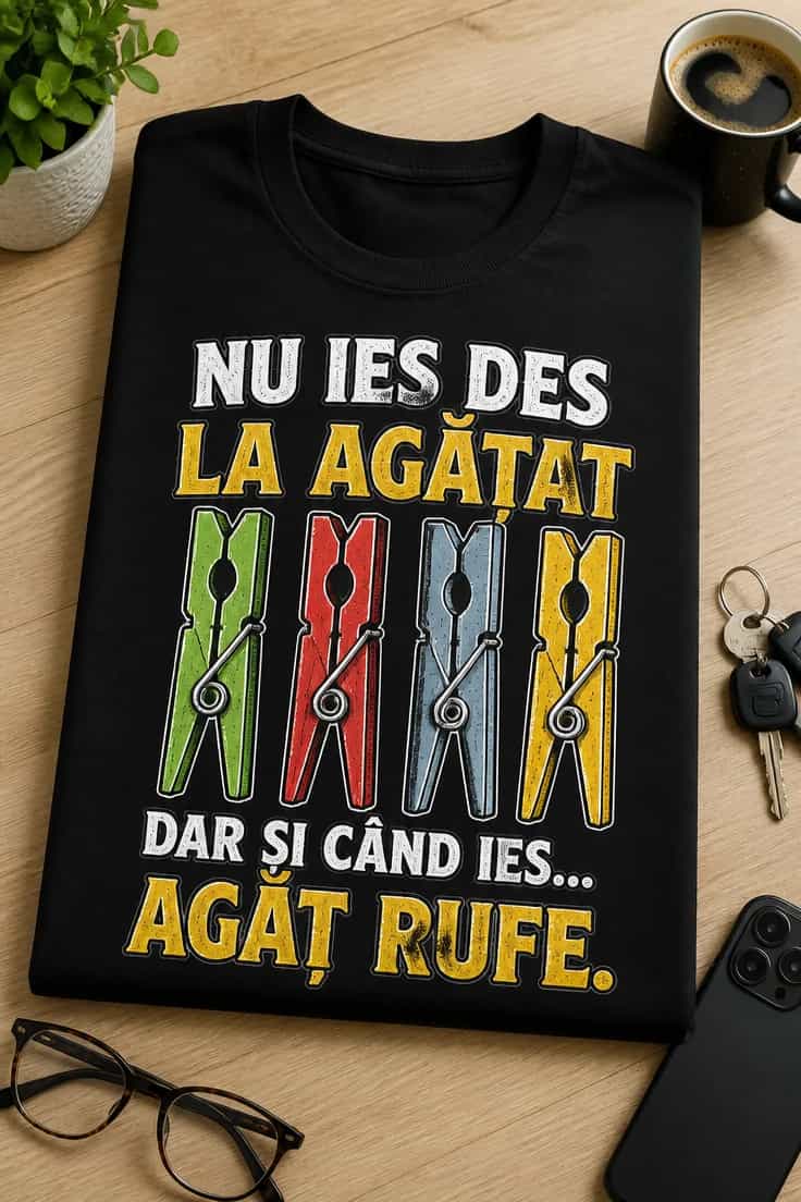 Tricou pentru gospodinei – Nu ies des la agățat, doar rufe