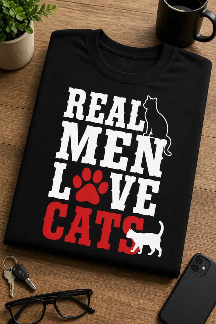 Tricou pentru bărbatului iubitor de pisici