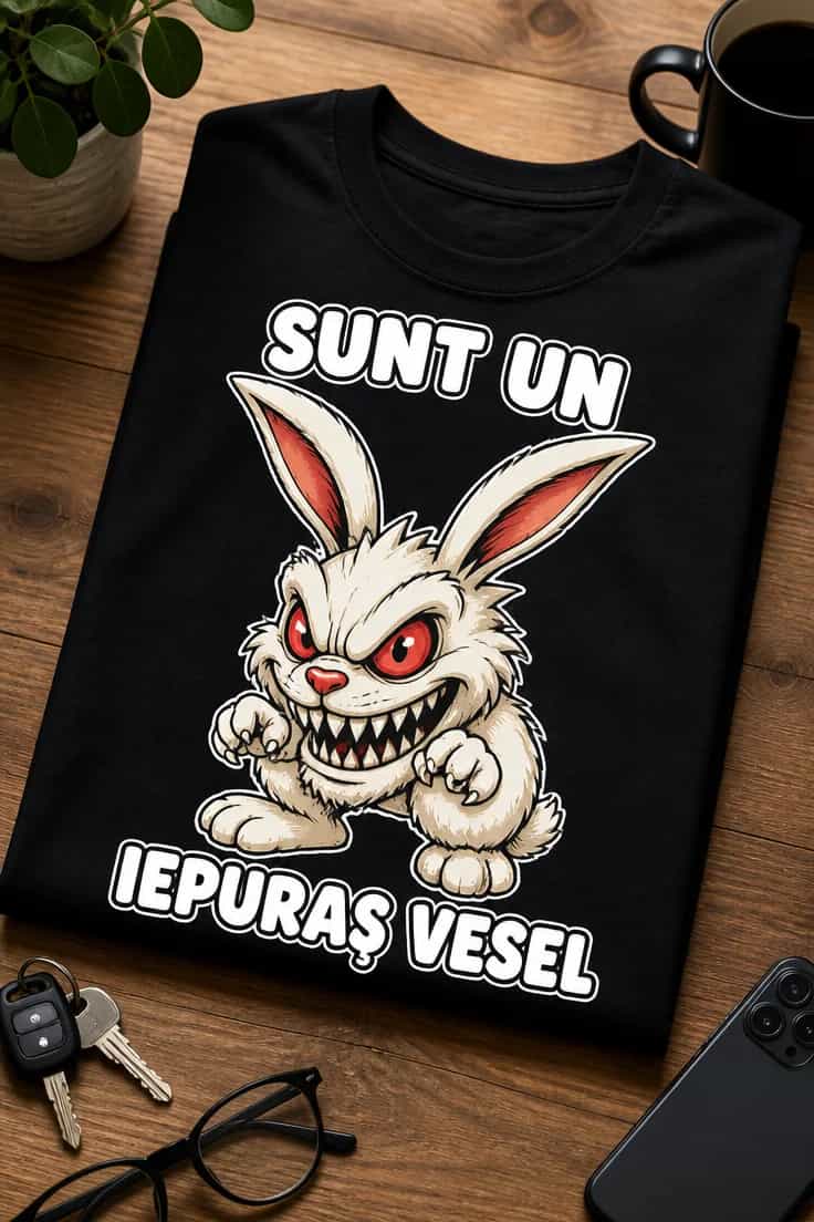 Tricou cu un motiv iepuraș vesel – Sunt Un iepuraș Vesel