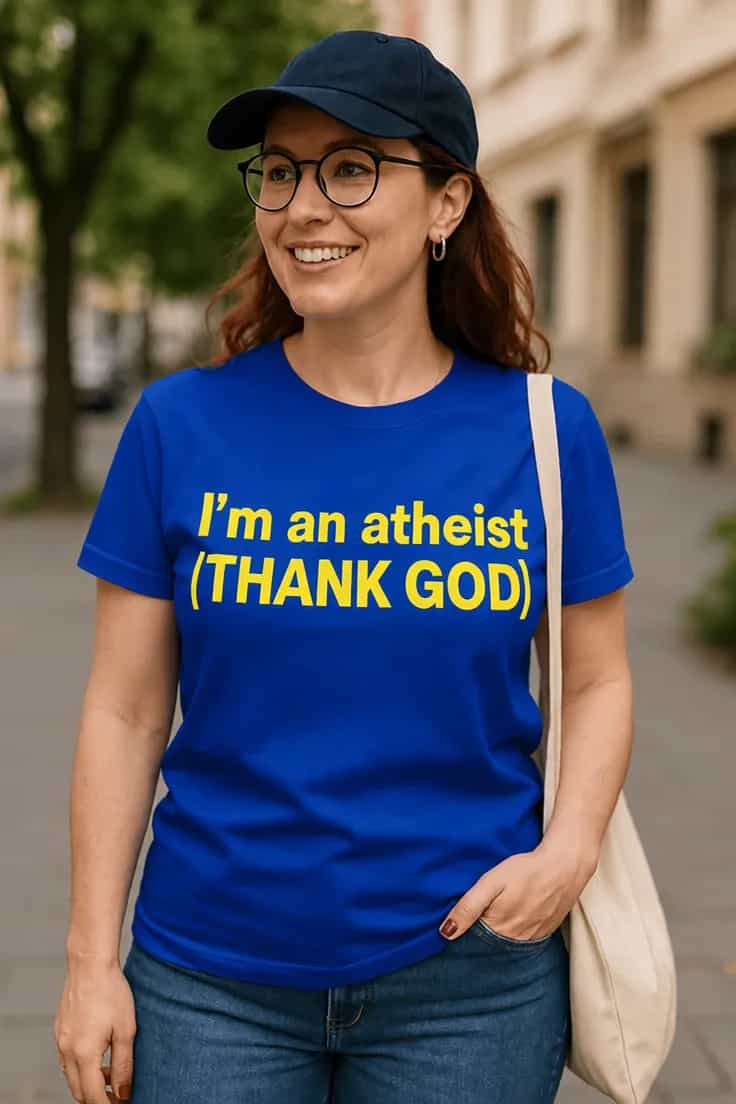 Tricou amuzant Ateu slavă Domnului - I'm an atheist