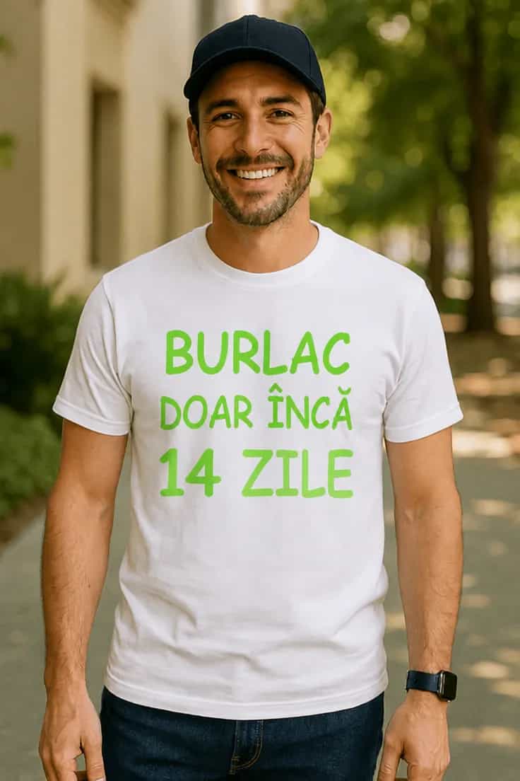 Tricou amuzant Burlac încă 14 zile - BURLAC 14 ZILE