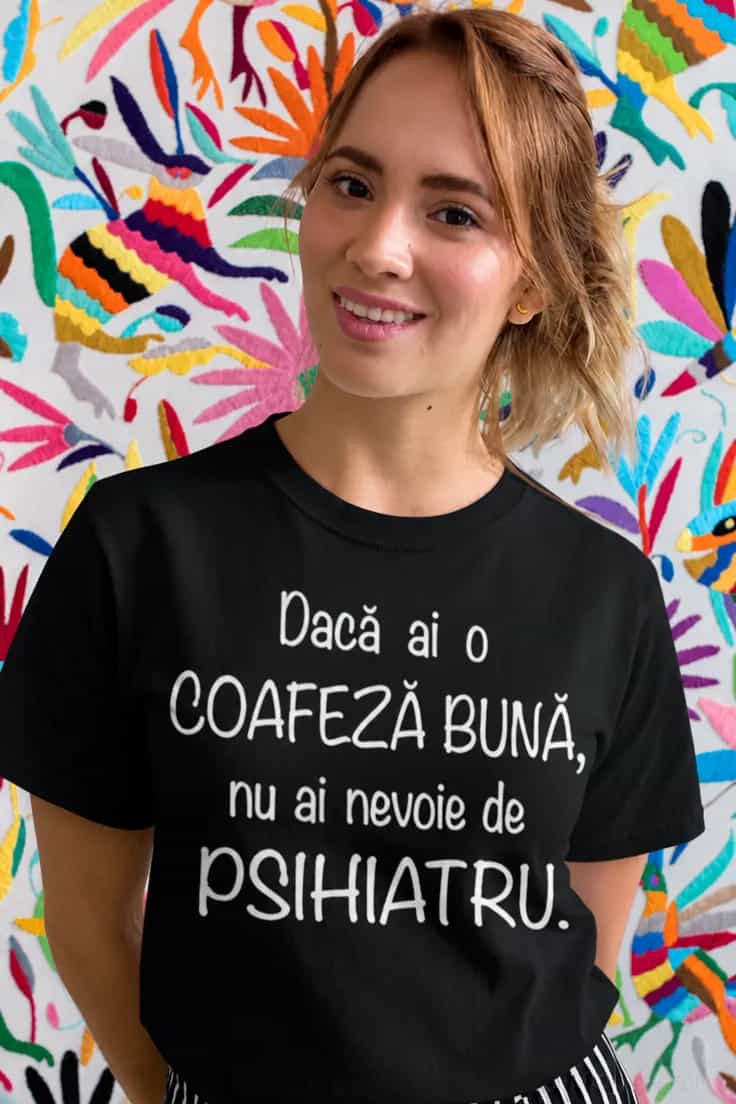 Tricou amuzant Coafeza în loc de psihiatru
