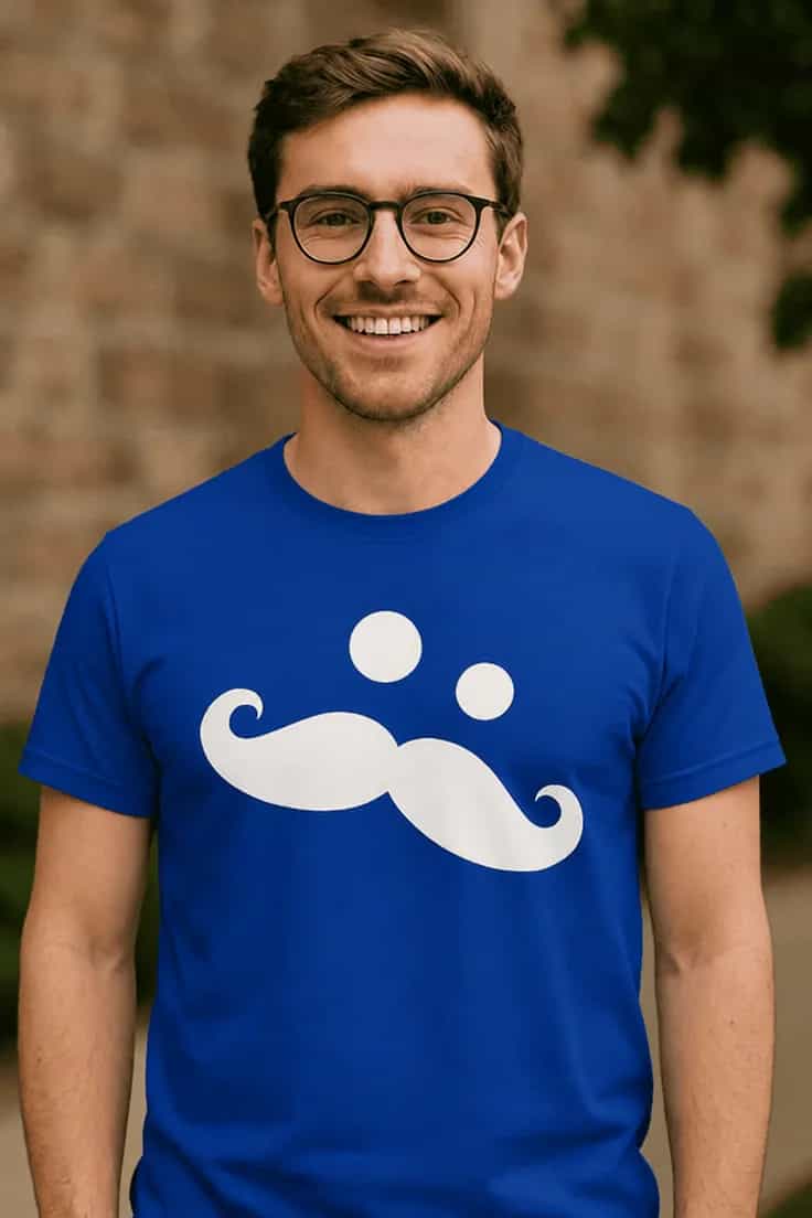 Tricou amuzant cu mustață pentru cadou haios